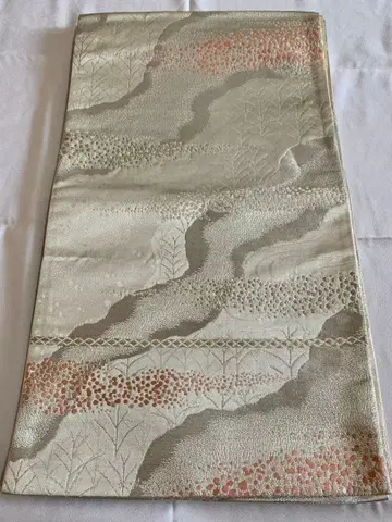 후쿠로 오비 도초초화문 은채 육통 순수 실크 기모노 포멀