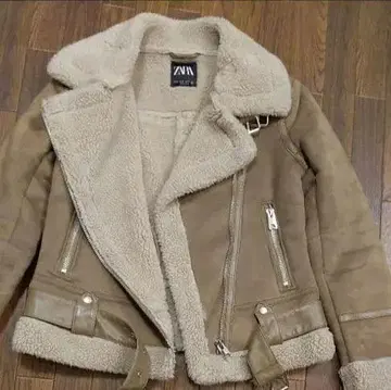 새상품급 ZARA 베이지 무스탕 자켓 XS 라이더 보아