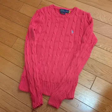 폴로 랄프로렌 빨간색 케이블 니트