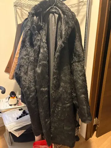 GLIMCLAP 인조 모피 후디 코트 L