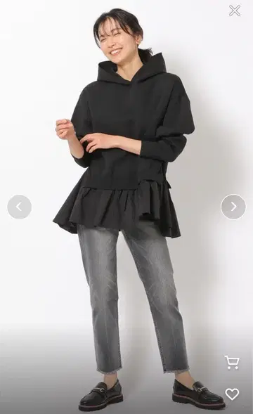 페플럼 후드티 지퍼 후드티 후드 부착 페플럼 상의 긴팔 여성용