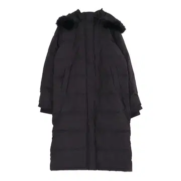 퍼 달린 롱 다운 자켓 블랙