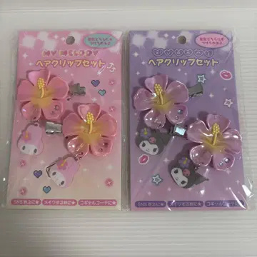 마이멜로디 쿠로미 헤이세이 갸루 헤어 클립 앞머리 하이비스커스 산리오