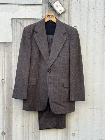 BON 체크 무늬 브라운 수트 셋업 구제 의류