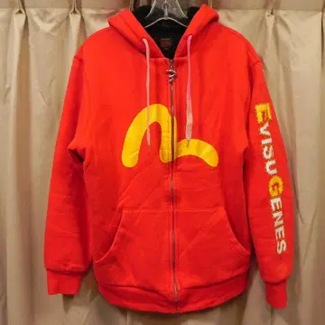 evisu 지퍼 후드티 XL 보아 안감 맨투맨 빨간색 레드 에비수