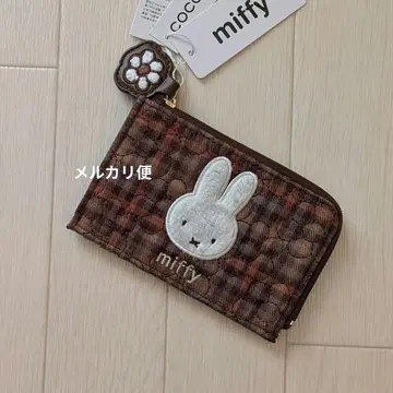 미피 패스 케이스 코인 케이스 체크 브라운