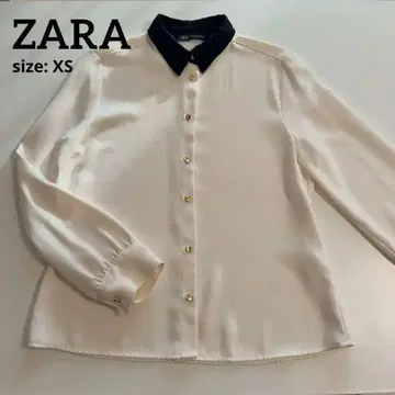 ZARA 콤비네이션 크레이프 칼라 셔츠 XS
