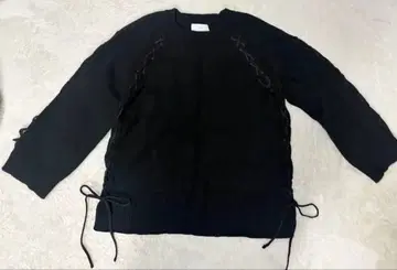 HARE/하레 레이스업 디자인 블랙 니트 (프리 사이즈)