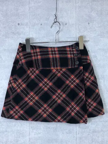 레트로 걸리시 트레디셔널 스쿨걸 구제 의류 체크 무늬 미니 스커트