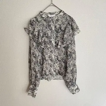 TITTY&CO. 프릴 프린트 블라우스 아이보리 F 사이즈