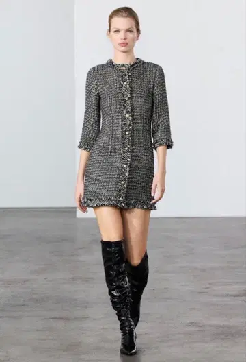 ZW COLLECTION 숏 텍스처 원피스