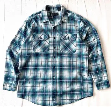 좋은 배색 80s 90s 빈티지 옴브레 프린트 플란넬 셔츠 체크 셔츠