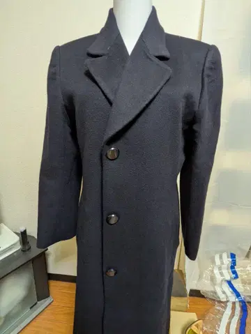 네이비 롱 코트 캐시미어 소재 5버튼