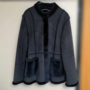 페이크 무스탕 코트 스탠드 코트 블랙 프리 사이즈