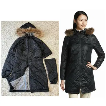 캘러웨이 충전솜 원피스 소매 탈부착 가능 블랙 롱 자켓