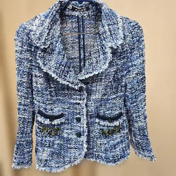 블루 계열 트위드 테일러드 자켓
