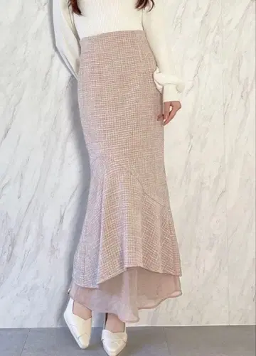 리젝시 시어 도킹 트위드 스커트 핑크