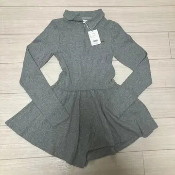 그레이 지퍼 긴팔 미니 원피스