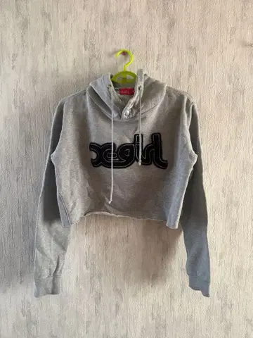 Xgirl 그레이 크롭 후드티