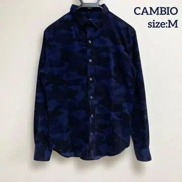 CAMBIO 남성용 긴팔 코듀로이 셔츠 카모플라쥬 패턴 M