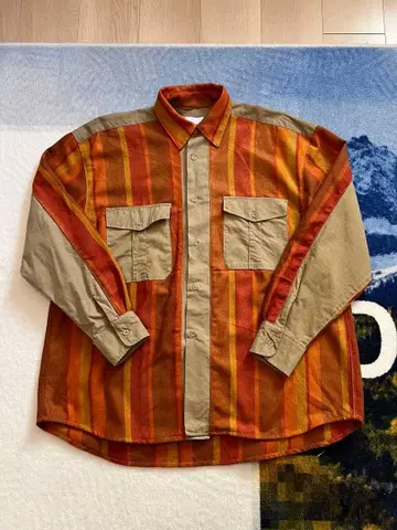 redad 스트라이프 긴팔 셔츠 오렌지 베이지