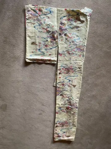 꽃무늬 코몬 기모노 옅은 크림색