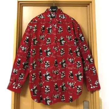 미사용 캡틴 산타 올 패턴 플란넬 셔츠 90s 빈티지