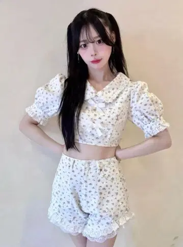 미로와르 Me roir 펄 레이스 숏팬츠 꽃무늬 플라워