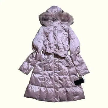 택 포함 새상품 토와 다운 코트 롱 A라인 리본 핑크 계열 M