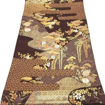 a985 순수 실크 육통 후쿠로 오비 금실 기모노