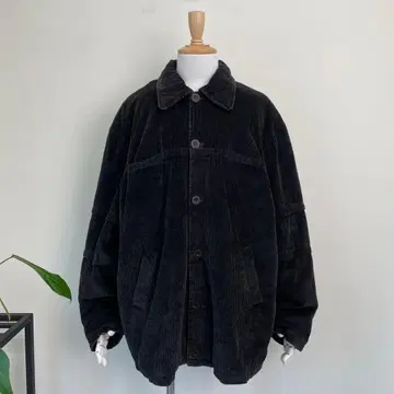 90s 00s 굵은 폭 코듀로이 커버올 빈티지 구제 의류 블랙