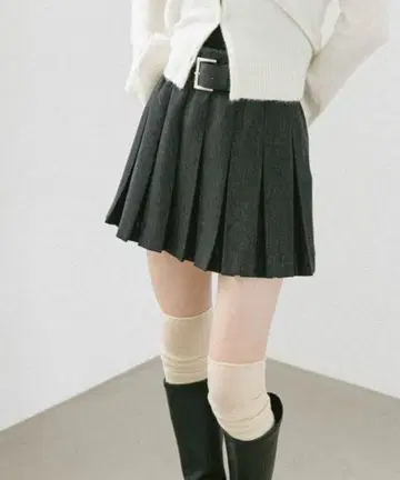 Heather 벨트 포함 모듬 플리츠 미니스커트