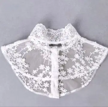 [ IRIS 47 ] 꽃무늬 자수 화이트 탈부착 카라