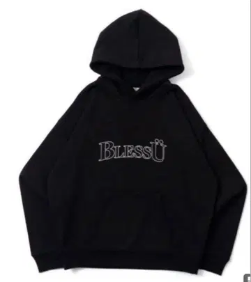 즉완품! BlessU 로고 블랙 후드티