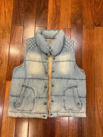 데님 퀼팅 슬리브리스 베스트 M 사이즈