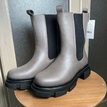 통굽 그레이 사이드 고어 부츠