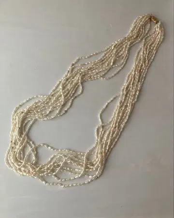 담수 펄 5연 바로크 롱 목걸이 빈티지 감정서 포함 미사용