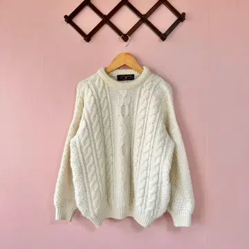 빈티지 피셔맨 니트 스코틀랜드 케이블 니트 스웨터