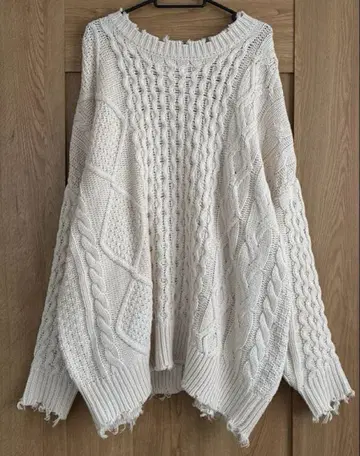 Re:EDIT 아이보리 케이블 니트 오버 사이즈 스웨터 LM