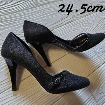 [ 무료배송 ] 블랙 글리터 하이힐 24.5cm