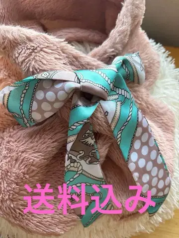 핑크 퍼 리본 머플러