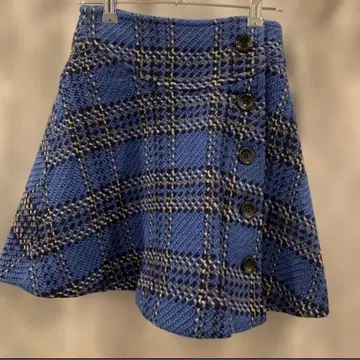 snidel 새상품급 블루 체크 무늬 플레어 스커트