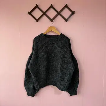 빈티지 드롭 숄더 니트 볼륨 슬리브