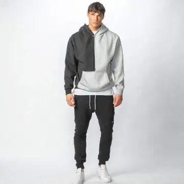 ZANEROBE 후드티 SPLICE HOOD SWEAT 그레이/블랙