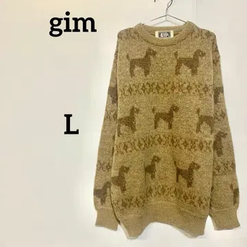 gim 짐 강아지 패턴 니트 스웨터 긴팔 남성용