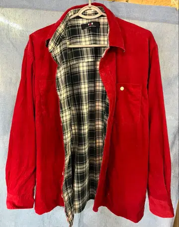 VAN 플란넬 셔츠 체크 무늬 안쪽 빨간색 L 사이즈