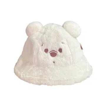 미사용 새상품 택 포함 푸우 화이트 버킷햇 퍼 귀 포함