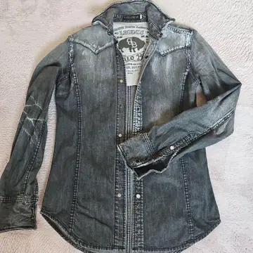 BUFFALO BOBS 데님 셔츠 그레이 데미지 스타일