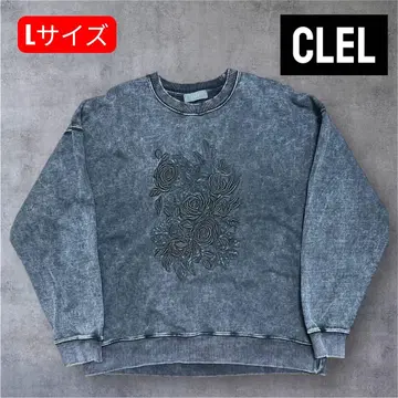 [ CLEL ] 차콜 그레이 자수 디자인 맨투맨 L 사이즈