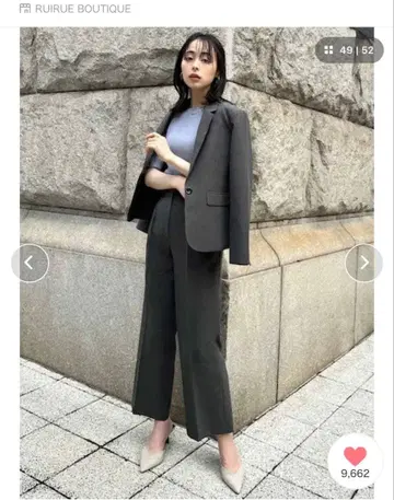 RUIRUE BOUTIQUE 세미 와이드 팬츠 세트 S 그레이